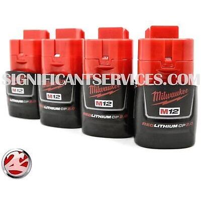 4 Genuine Milwaukee M12 12-Volt RED LITHIUM Ion 2.0 Ah 48-11-2420 Battery Packs