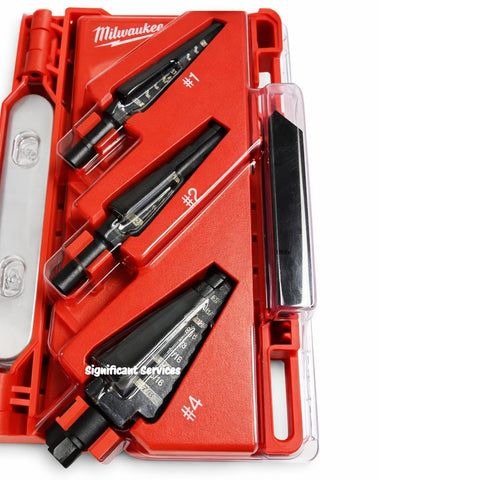 Milwaukee 49-89-9221 Step Drill Bit Set 3-Pc Black Oxide Jam-Free Rapid Strike Tips