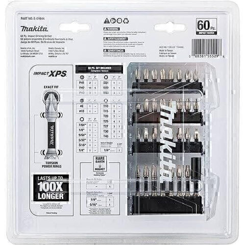 New Makita E-01644 Impact XPS 60-Piece Bit Set Torsion Zone & Magnetic Nutsetter