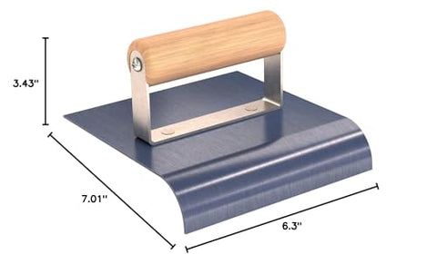 Bon 22-898 6"x6" Blue Steel Sidewalk Edger 1" Radius 1-1/8" Lip w/ Wood Handle