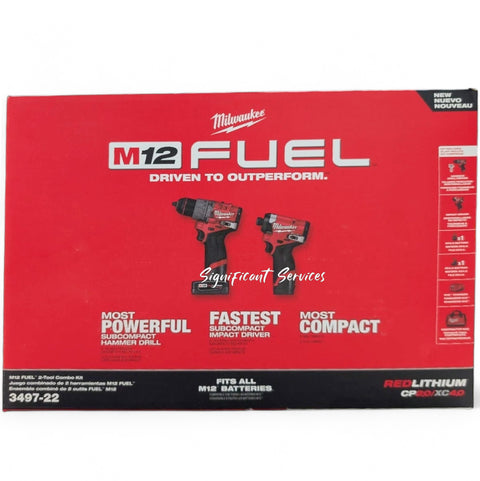 Milwaukee 3497-22 M12 12V FUEL Brushless Cordless Hammer Drill Impact Driver Kit