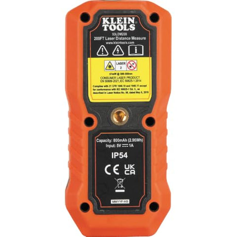 Klein Tools 93LDM200 Green Laser Distance Measure Tool, 200-Foot, Class 2 Laser, USB Rechargeable, Includes Protective Hard Case