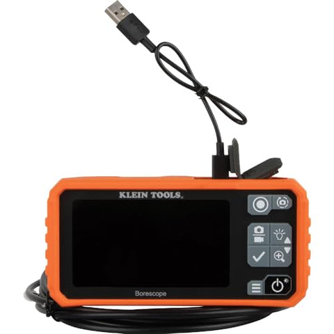 Klein Tools ET17 Utility Borescope with 5.5 mm 9.8-Foot Waterproof Gooseneck Snake, LEDs, 4.3-Inch LCD, Attachments, Endoscope Inspection Camera