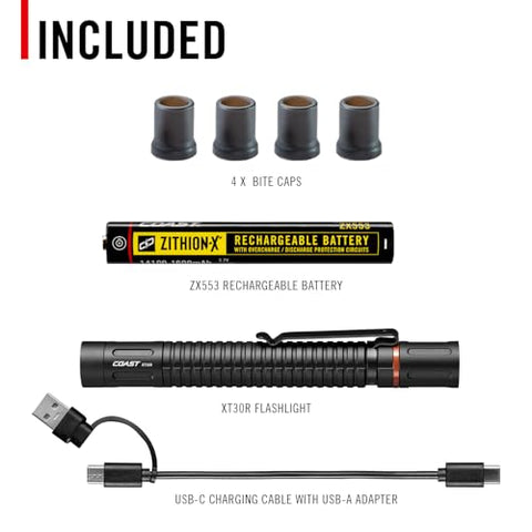 Coast XT30R 1000 Lumen Rechargeable LED Pocket Flashlight 5 Light Modes