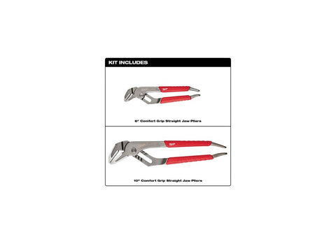Milwaukee 48-22-6330 6" & 10" Comfort Grip Straight-Jaw Pliers Set