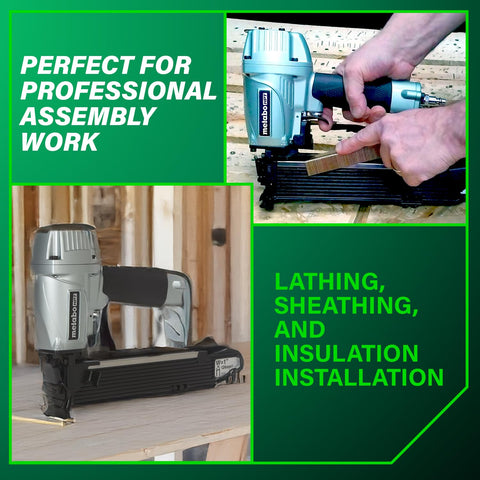 Metabo HPT N5024A2 Stapler Pneumatic Nailers Lathing 16 Gauge 1" Width 2" Length