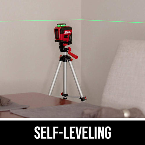 SKIL 100ft Self-Leveling Green Cross Line Laser with Rechargeable Battery, Tripod & Bag - LL9322G-01