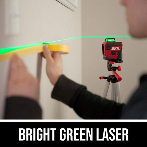 SKIL 100ft Self-Leveling Green Cross Line Laser with Rechargeable Battery, Tripod & Bag - LL9322G-01