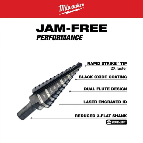 Milwaukee 48-89-9221 3 Piece Step Drill Bit Set