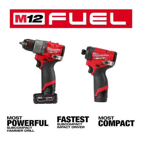 Milwaukee 3497-22 M12 12V FUEL Brushless Cordless Hammer Drill Impact Driver Kit
