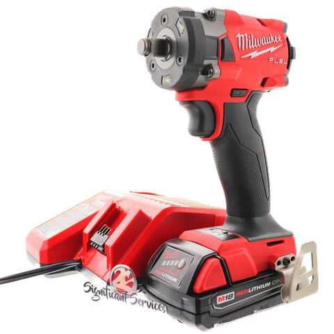 New Milwaukee 2855-20 M18 FUEL 1/2" Compact Impact Wrench 2.0 Ah Battery Kit