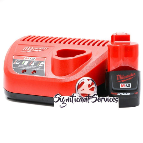 NEW MILWAUKEE 48-11-2401 12V 12 VOLT RED LITHIUM BATTERY PACK 1.5 AH M12 CHARGER