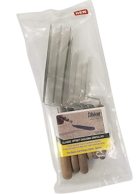 Albion Engineering 1258-G01 7-Piece Classic Offset Caulk Tooling Spatula Set