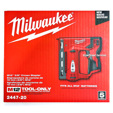 New Milwaukee 2447-20 M12 12V Cordless Compact 3/8" Crown Stapler 12 Volt