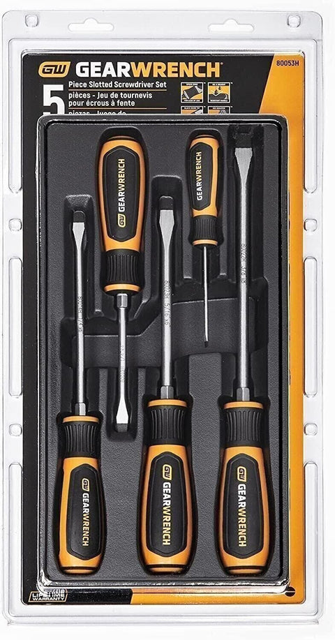 GEARWRENCH 80053H 5 Piece Slotted Dual Material Screwdriver Set
