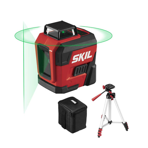 SKIL 100ft Self-Leveling Green Cross Line Laser with Rechargeable Battery, Tripod & Bag - LL9322G-01