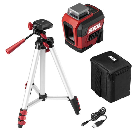 SKIL 100ft Self-Leveling Green Cross Line Laser with Rechargeable Battery, Tripod & Bag - LL9322G-01