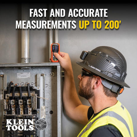 Klein Tools 93LDM200 Green Laser Distance Measure Tool, 200-Foot, Class 2 Laser, USB Rechargeable, Includes Protective Hard Case