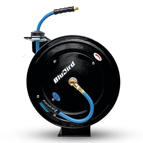 BLUBIRD BBR3825 20ga Retractable Air Hose Reel 3/8"x25', 300 PSI, Poly Braided