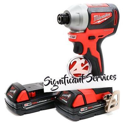 Milwaukee 2850-20 M18 Brushless Cordless 1/4 in. Impact Driver 2.0 Ah Batteries