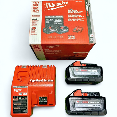 Milwaukee M18 REDLITHIUM HIGH Output XC6.0 Lithium Ion Battery 2 Pk Starter Kit