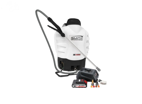 Smith Performance Sprayers 18V Lithium-Ion Fast Charging Variable Flow Powered Backpack Sprayer (7 Nozzles, Battery and Quick Charger Included) Ideal for Spraying Weeds and Mosquito Control