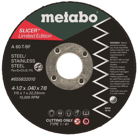 Metabo Steel/Stainless Slicer Wheel Tin 4.5" X.040x7/8 A60T 10PK 655832010