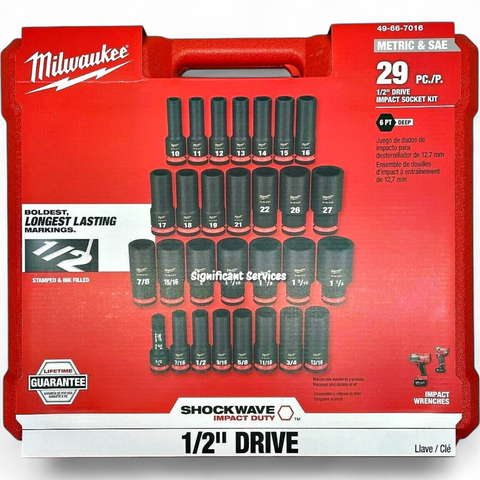 Milwaukee SHOCKWAVE Impact Duty 1/2 in Drive SAE and Metric 6 Point Socket Set
