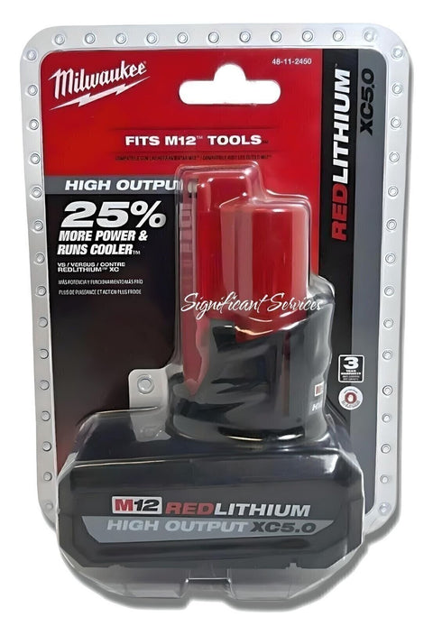 Milwaukee 48-11-2450 12V Lithium-Ion High Output 5Ah Battery Pack