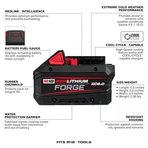 New Milwaukee 48-11-1881 M18 REDLITHIUM FORGE XC8.0 Battery Pack