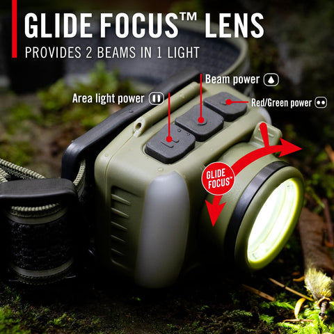 Coast FL95R 1250 Lumen Rechargeable Plus LED Headlamp Green Red Area Light Mode