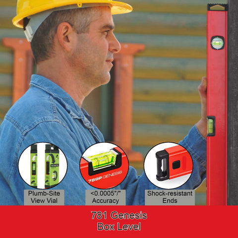 Kapro 781-PM-48 Genesis Magnetic Box Level Horizontal Vial and Dual-View Plumb Site VPA Certified Aluminum - 48 Inch