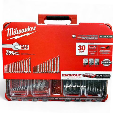 Milwaukee 48-22-9485 30PC Metric SAE Combination Wrench Set PACKOUT Organizer