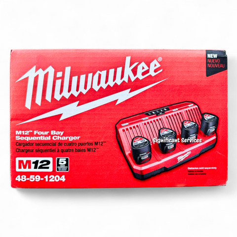 Milwaukee 48-59-1204 M12 12V REDLINK 4-Bay Button Battery Sequential Charger