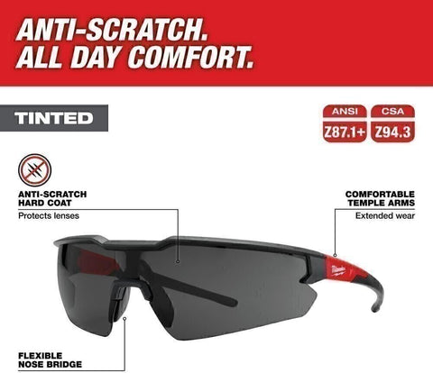 Milwaukee 48-73-2054 3PK Safety Glasses Tinted Anti-Scratch Lenses