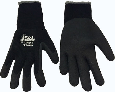 Majestic Polar Penguin 3396BK Medium Winter Black Latex Coated Palm Gloves 12pk