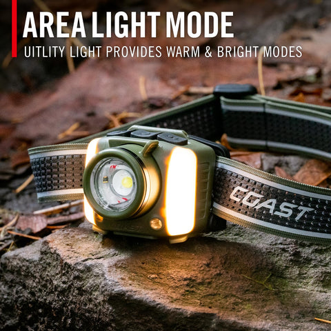 Coast FL95R 1250 Lumen Rechargeable Plus LED Headlamp Green Red Area Light Mode