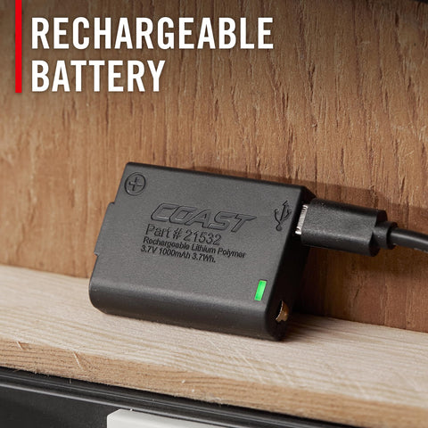 Coast FL95R 1250 Lumen Rechargeable Plus LED Headlamp Green Red Area Light Mode