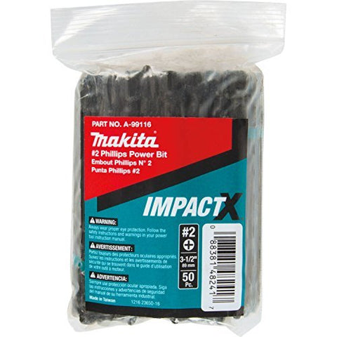 Makita A-99116 Impactx #2 Phillips 3-1/2? Power Bit, 50 Pack, Bulk