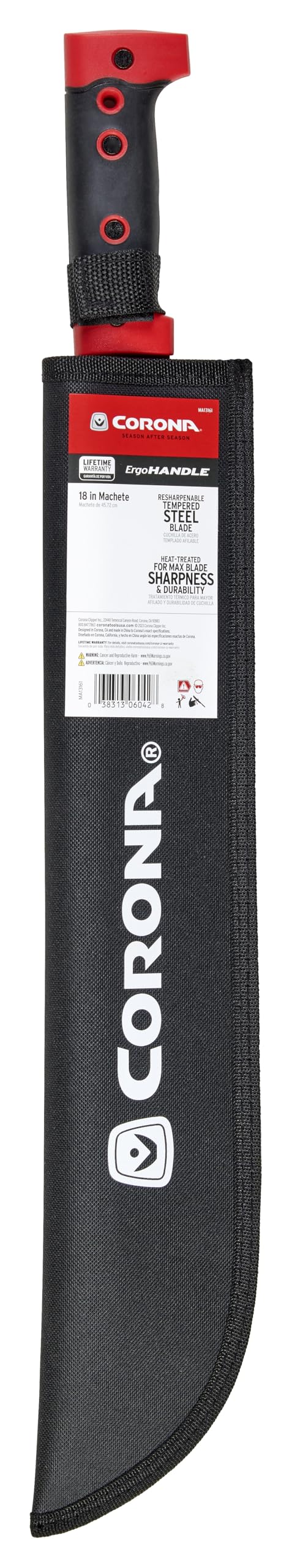 Corona MA13161 ErgoHandle Machete 18" Tempered Steel Nylon Sheath