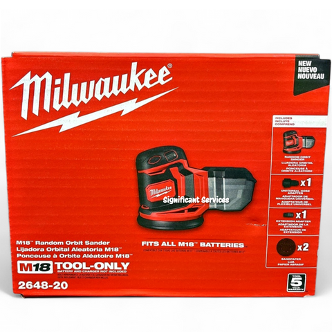 Milwaukee 2648-20 M18 18V Li-Ion Cordless 5" Random Orbit Sander Dust Canister