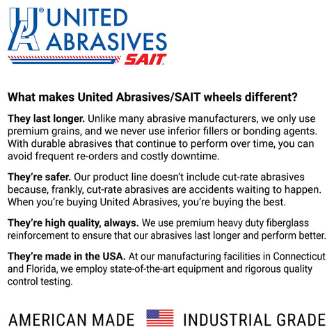 United Abrasives SAIT 20085 A24N Grinding Wheel 7 x 1/4 x 5/8-11", T 27 with Super-Lock™ Hub.