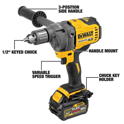 DEWALT DCD130B 60V MAX Mixer/Drill w/ E-Clutch System New With Carrying Case