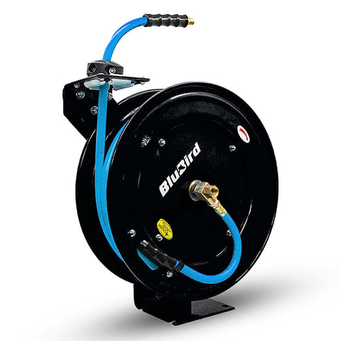 BLUBIRD BBR3825 20ga Retractable Air Hose Reel 3/8"x25', 300 PSI, Poly Braided