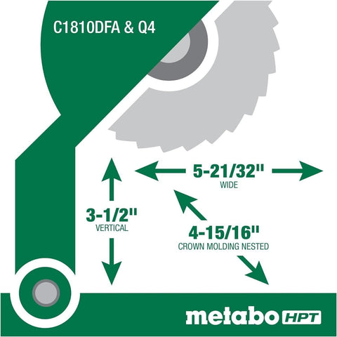 Metabo HPT C1810DFAQ4 18V MultiVolt Li-Ion Cordless 10" Single Bevel Miter Saw