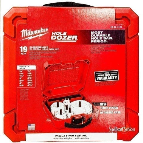 Milwaukee 49-22-4105 Master Electricians Ice Hardened Hole Saw Kit 19 Piece