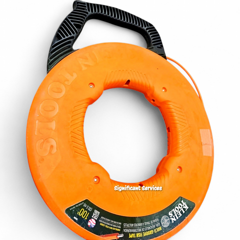 Klein Tools 56380 Electrical Fish Tape Fiberglass Wire Puller Steel Leader 100ft