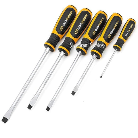 GEARWRENCH 80053H 5 Piece Slotted Dual Material Screwdriver Set