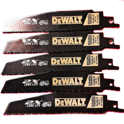DeWALT DWA4176 6-Inch 10TPI 2X Reciprocating Saw Blade (5-Pack)