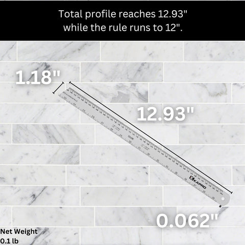 Kapro 306 Aluminum Ruler with Conversion Tables in Inches and 12 Inch